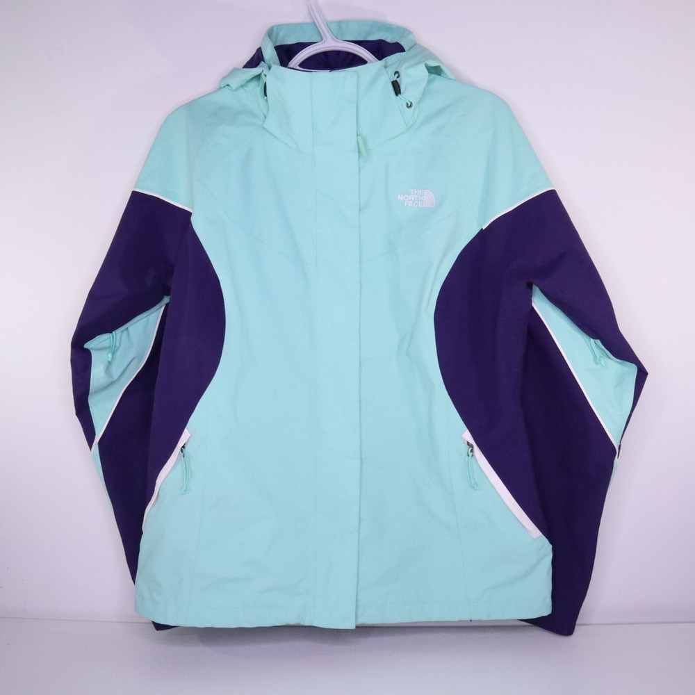 The North Face Hyvent Women's Hooded Shell Jacket Teal and Purple - Size M
